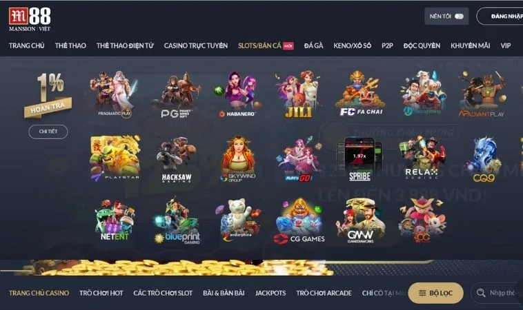 Nhà cái M88 hợp tác với nhiều nhà cung cấp game bắn cá chất lượng hàng đầu